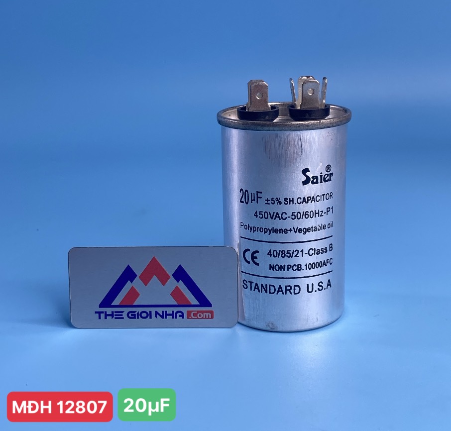 Tụ nhôm Saier CBB65 20µF dành cho máy lạnh